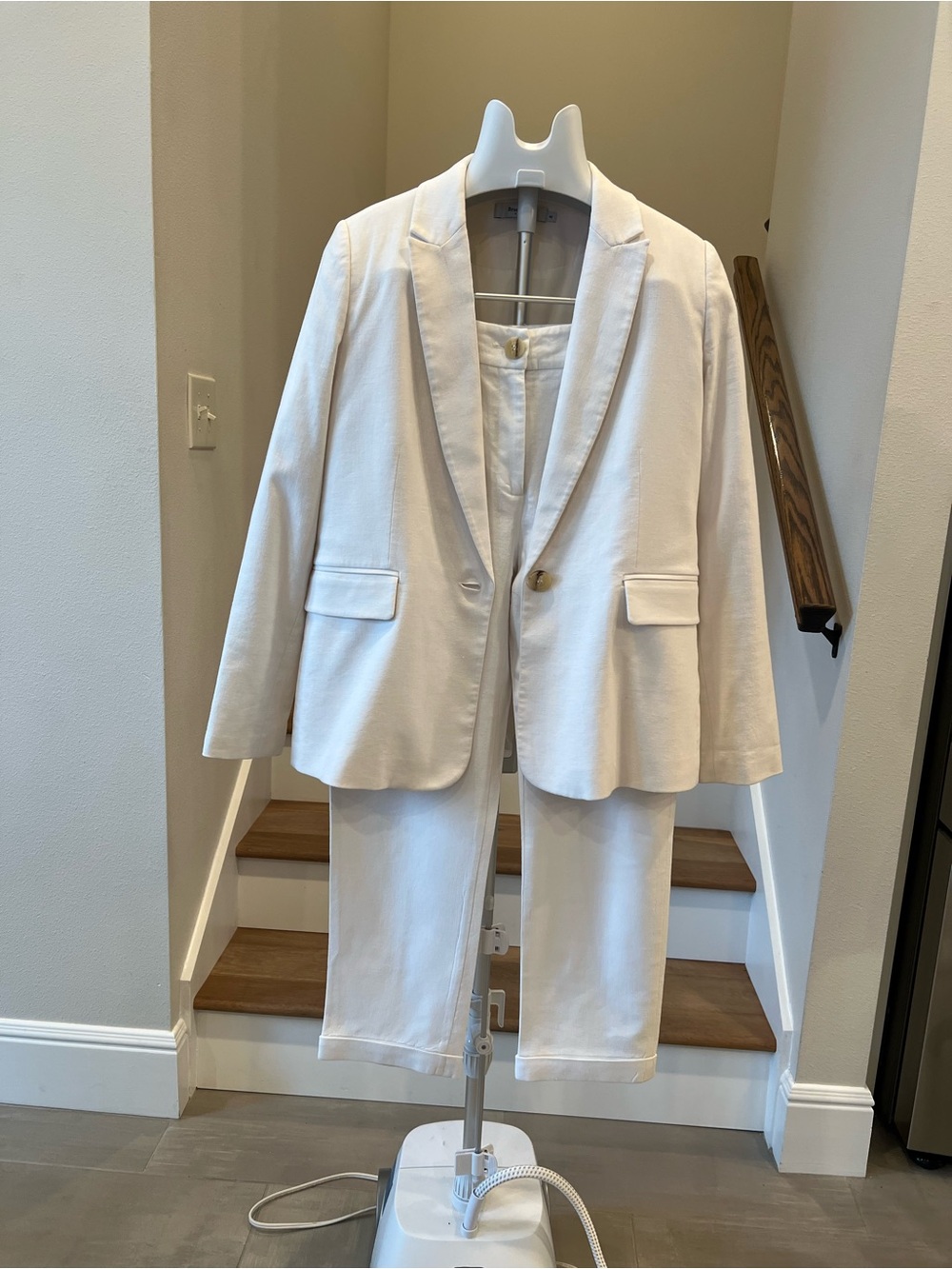 Classic White Woman’s Suit  Blazer and Trousers Set